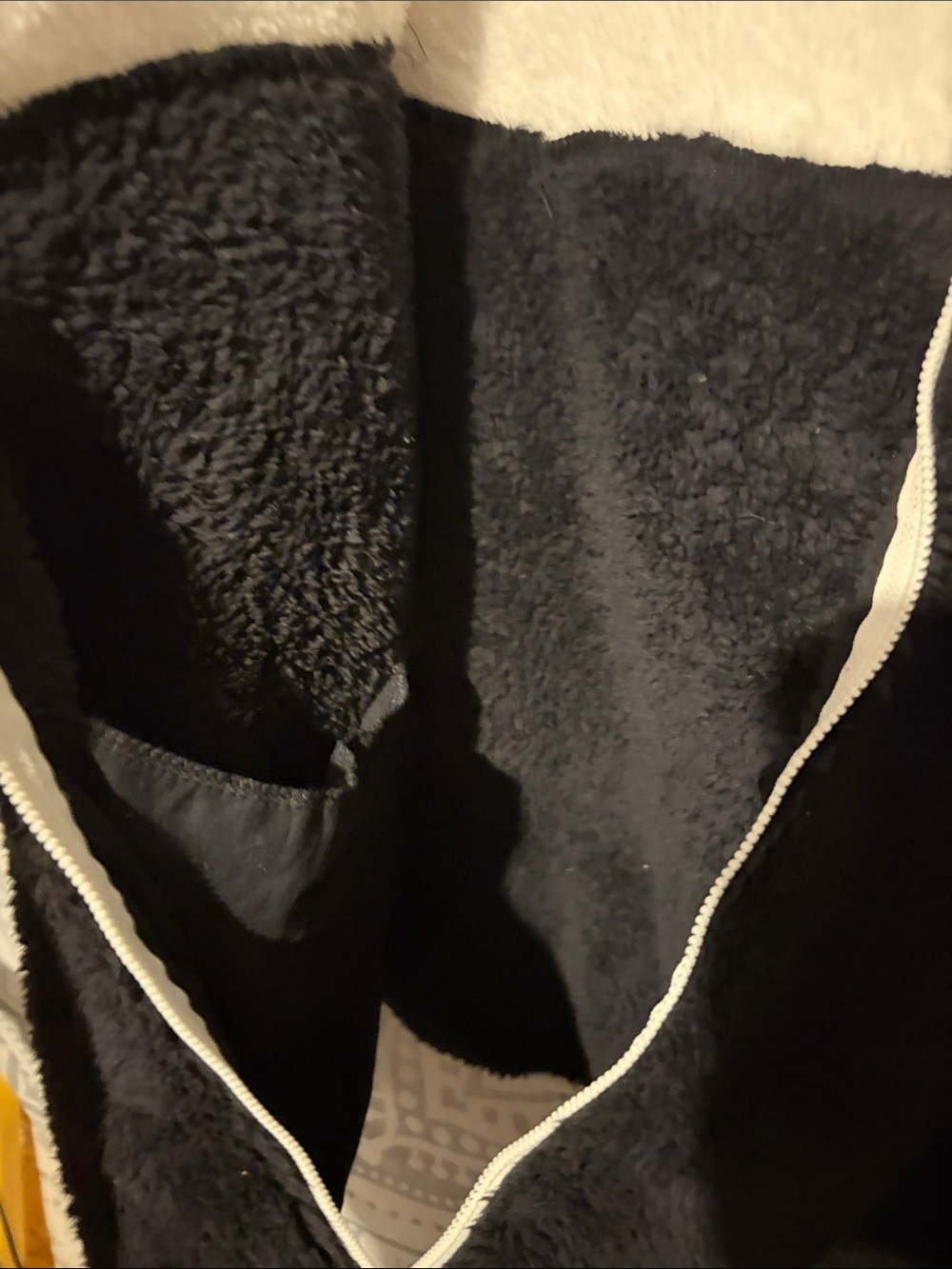 Nike Womens Fuzzy Sherpa Fleece Full Zip Colorblock Hoodie Black White 2X - Picture 6 of 11
